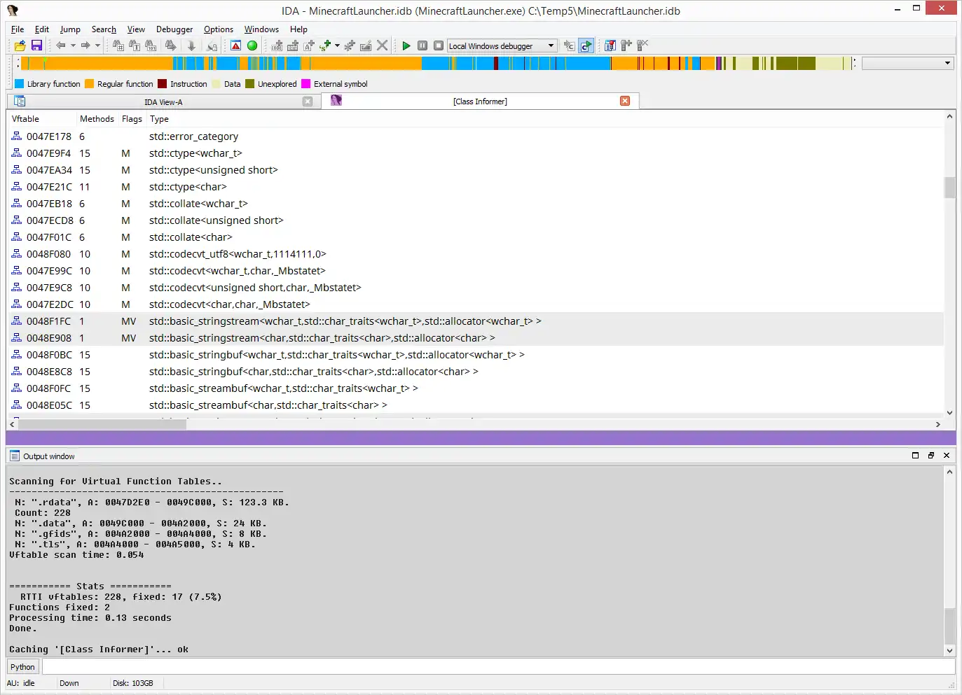 Download web tool or web app IDA ClassInformer PlugIn to run in Windows online over Linux online