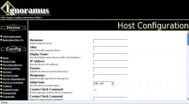 Download web tool or web app Ignoramus- A Nagios Config Generator