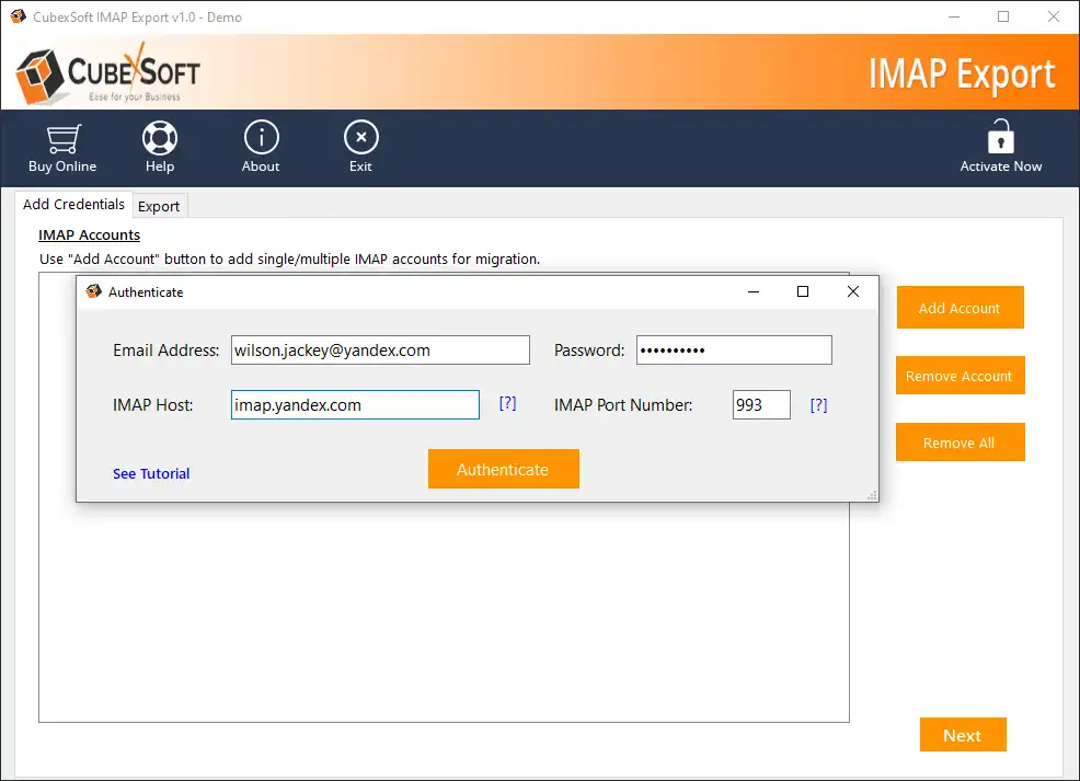 Download web tool or web app IMAP Migration