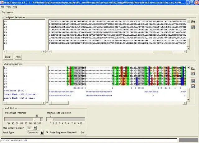 Download web tool or web app IndelExtractor to run in Windows online over Linux online