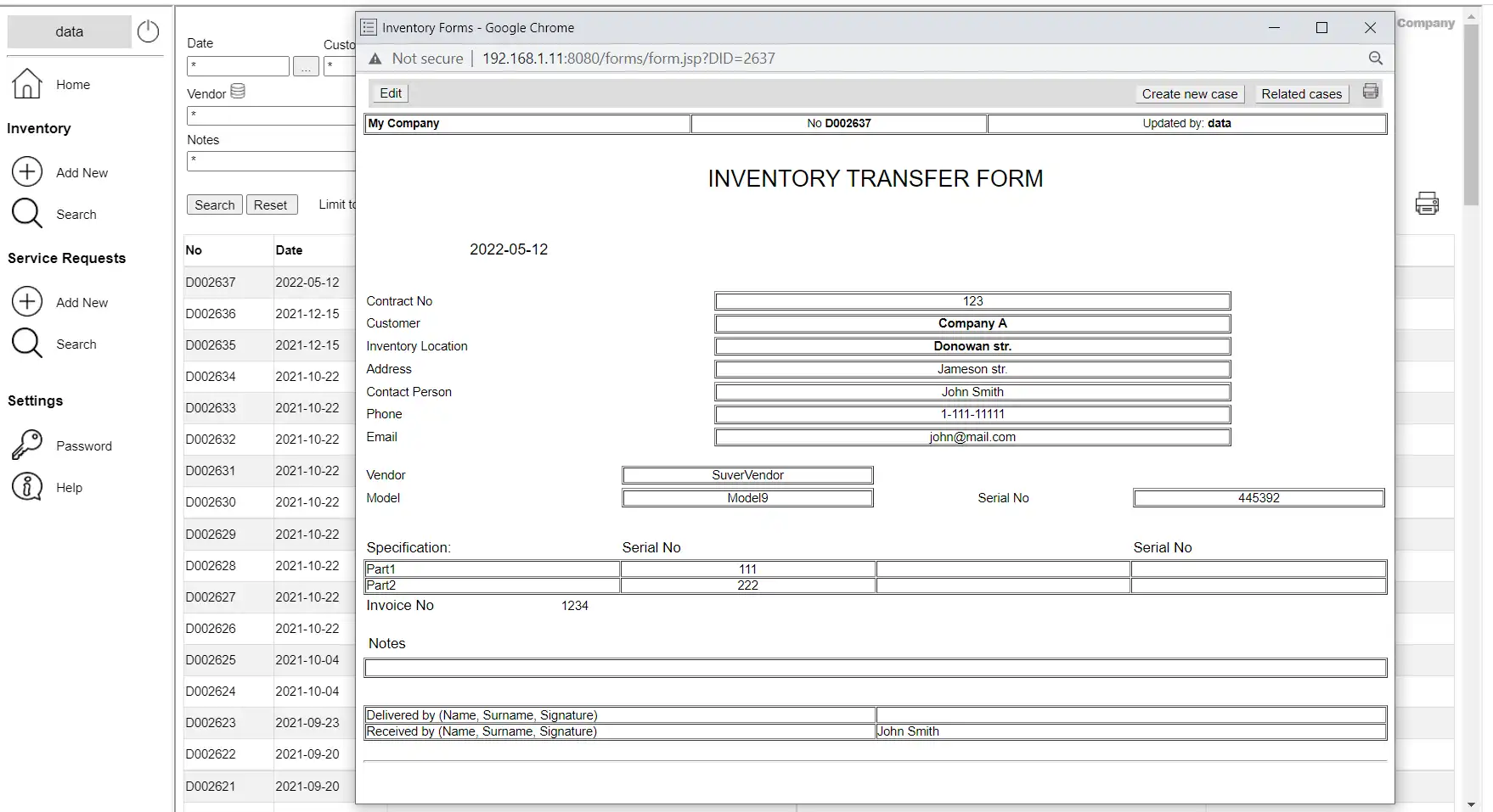 Download web tool or web app Inventory Forms