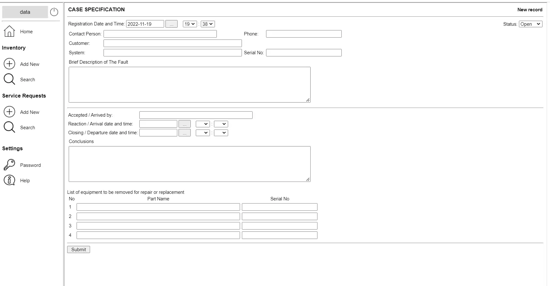 Web ツールまたは Web アプリの在庫フォームをダウンロードする