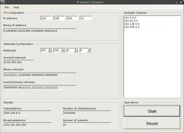 Download web tool or web app IP Subnet Calculator