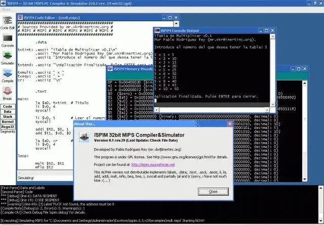 Download web tool or web app iSPIM - MIPS compiler/simulator