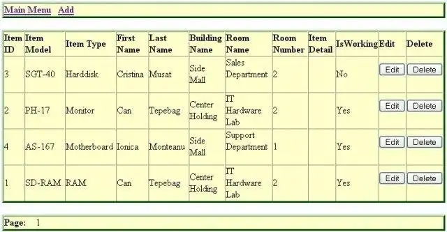 Download web tool or web app Item Inventory