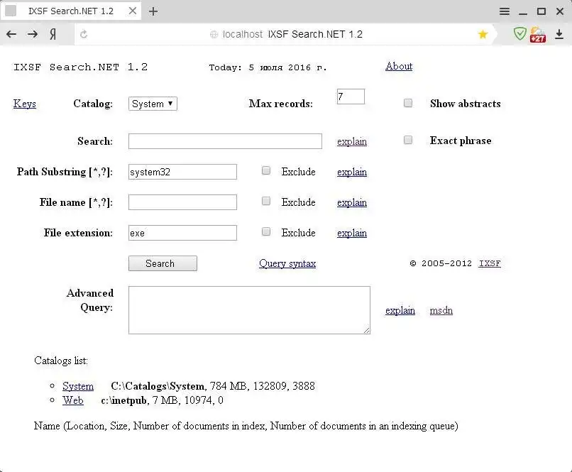 Download web tool or web app IXSF Search