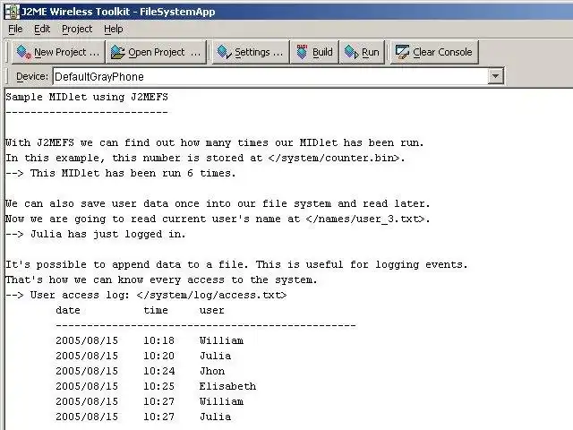 Descărcați instrumentul web sau aplicația web J2MEFS: Java 2 Micro Edition File System