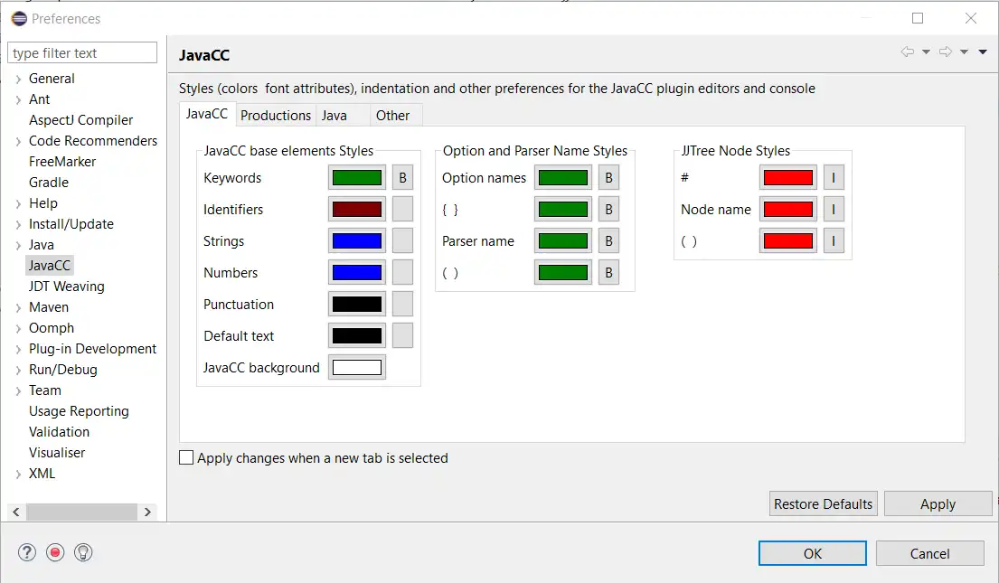 Download web tool or web app JavaCC Eclipse Plugin