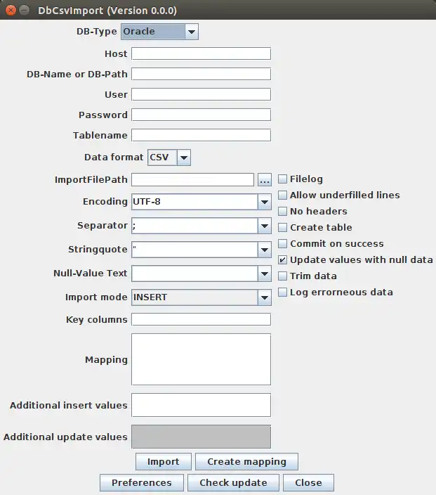 Download web tool or web app Java DB CSV Import