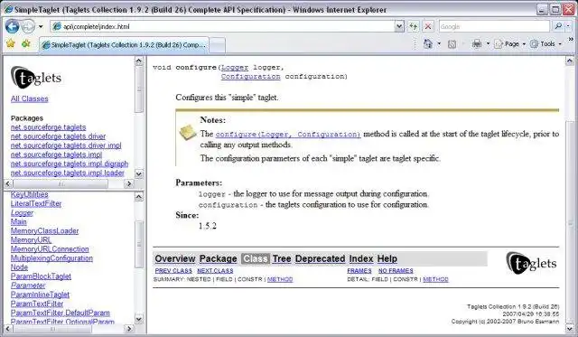 Download web tool or web app JavaDoc Taglet Collection