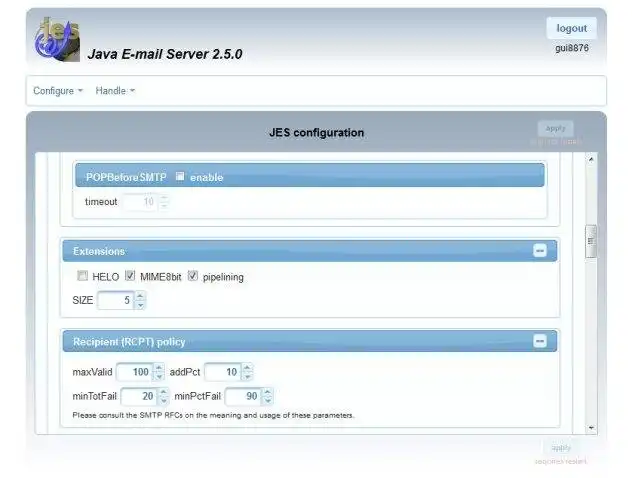 웹 도구 또는 웹 앱 다운로드 Java SMTP/POP 이메일 서버