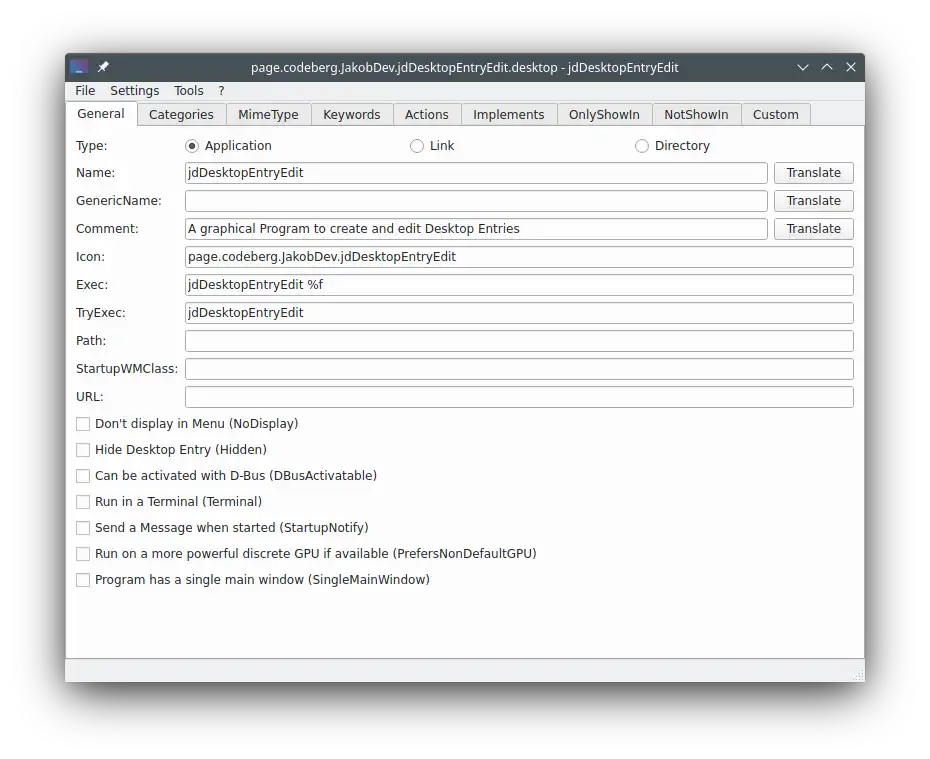 Download de webtool of webapp jdDesktopEntryEdit