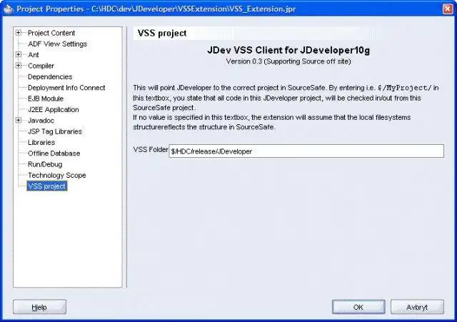 Download web tool or web app JDev VSS Extension