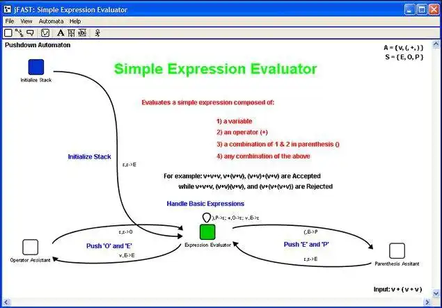 Download web tool or web app jFAST - the Finite Automata Simulator to run in Linux online