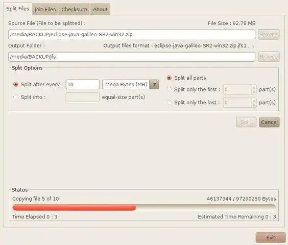 Download web tool or web app JFSplit - File Splitter and Joiner