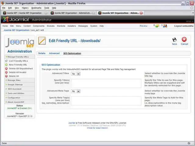 Download web tool or web app Joomla SEF / SEO - extending OpenSEF