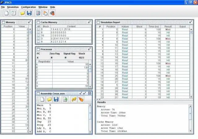 Download web tool or web app JPACS:Java Processor and Cache Simulator to run in Windows online over Linux online