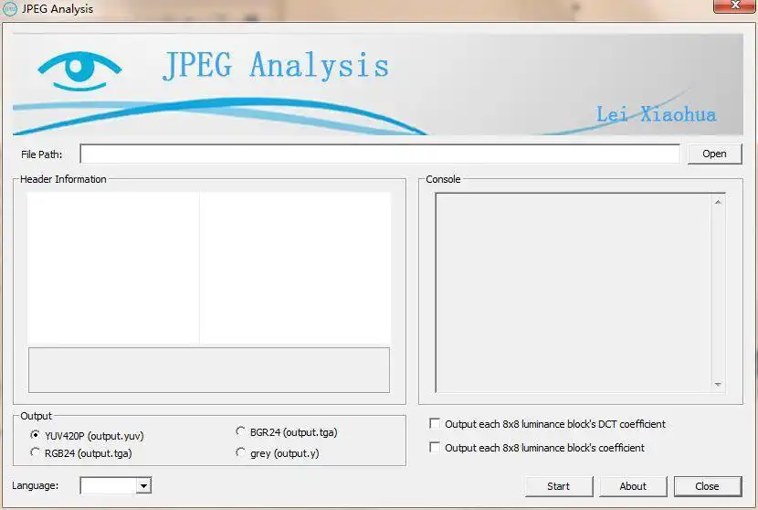 Download web tool or web app JPEG Analysis