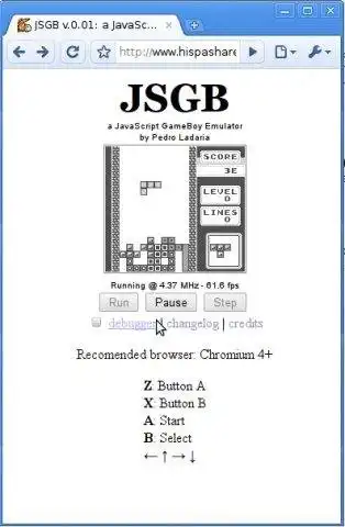 Download web tool or web app JSGB - a JavaScript GameBoy Emulator