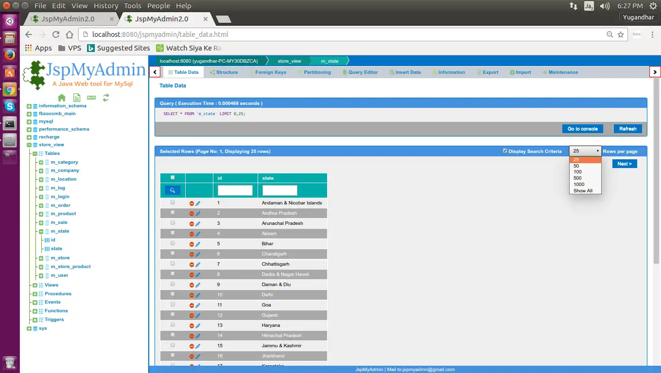 Download web tool or web app JspMyAdmin2