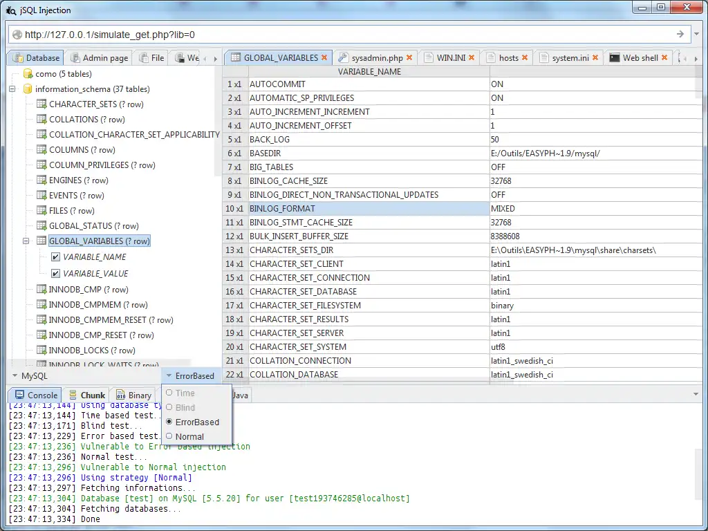 ابزار وب یا برنامه وب jsql-injection را دانلود کنید