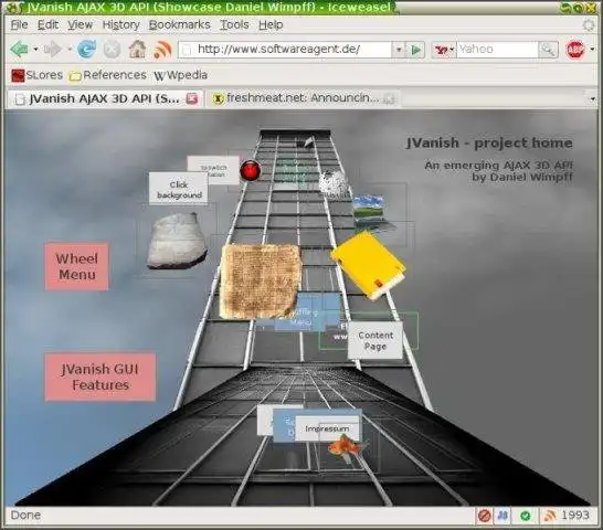 Download web tool or web app JVanish - an emerging AJAX 3D API to run in Linux online