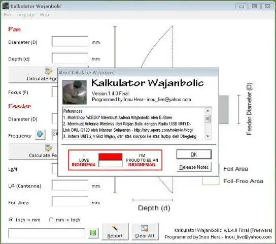 Download web tool or web app Kalkulator Wajanbolic/Cantenna Calc