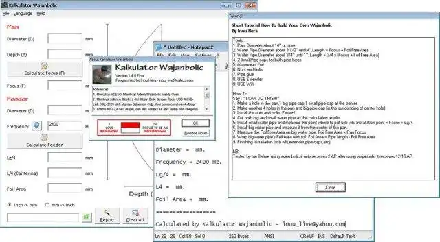 Download web tool or web app Kalkulator Wajanbolic/Cantenna Calc