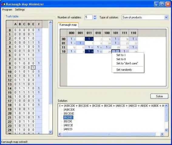 Download web tool or web app Karnaugh Map Minimizer to run in Linux online