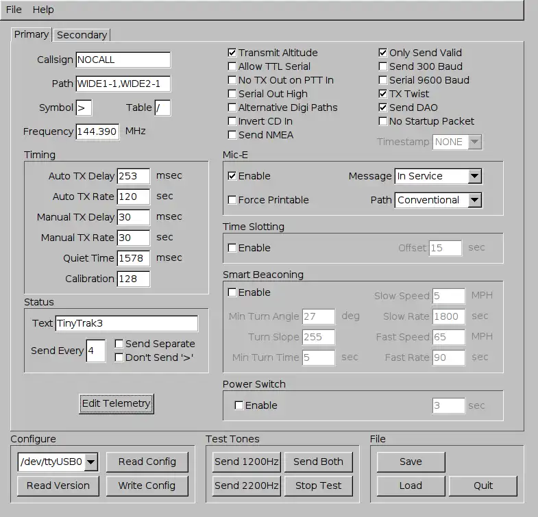 Download web tool or web app KB1OIQ - TinyTrak3 Config GPL