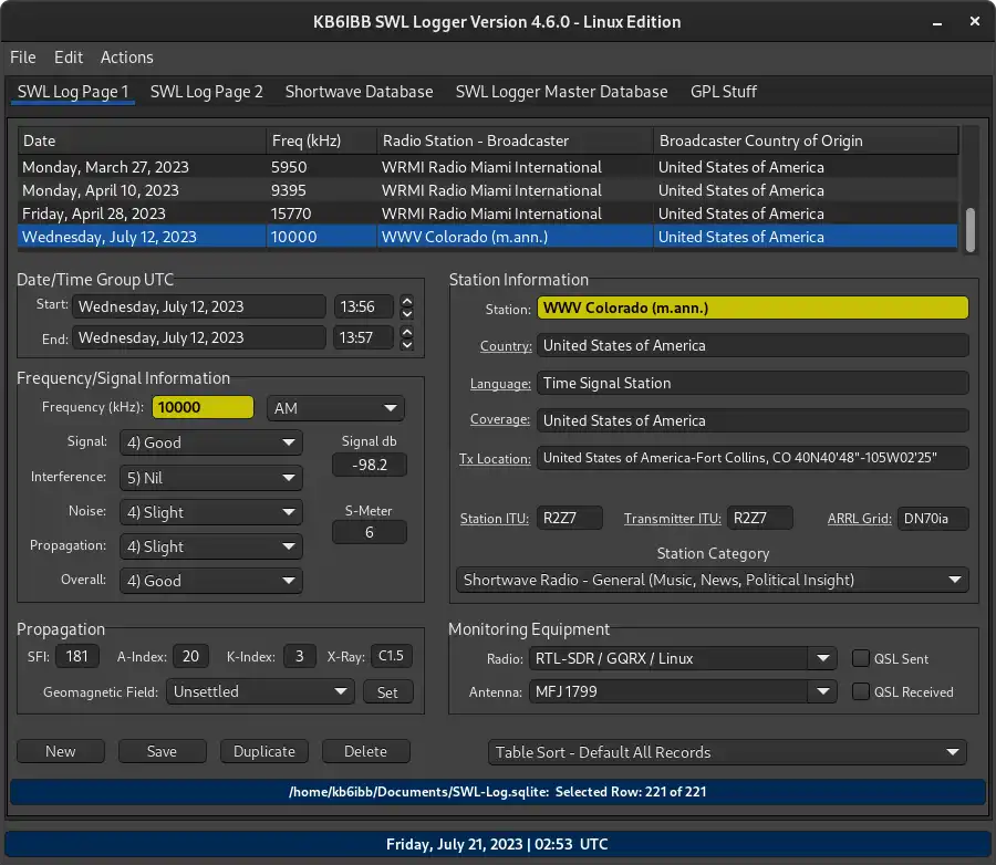 Download web tool or web app KB6IBB SWL Logger