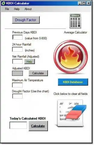 Download web tool or web app KBDI Calculator