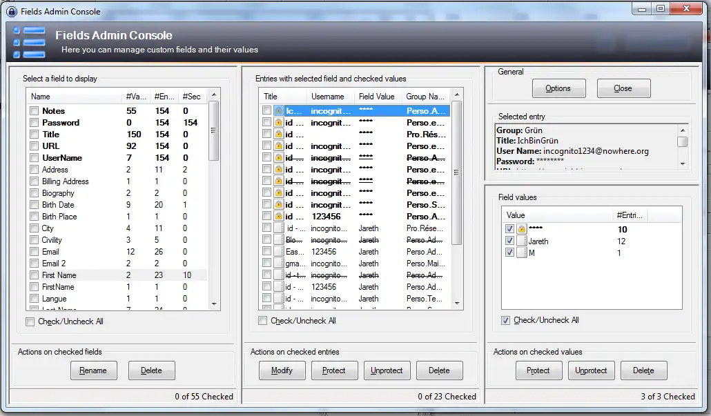 Download web tool or web app KeePass Fields Admin Console