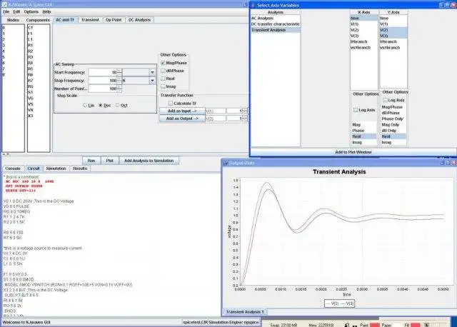 Download web tool or web app KJWaves - SPICE3 GUI and waveform viewer to run in Linux online