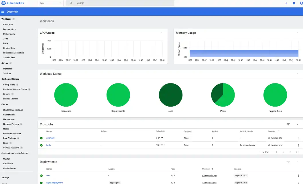 Download web tool or web app Kubernetes Dashboard