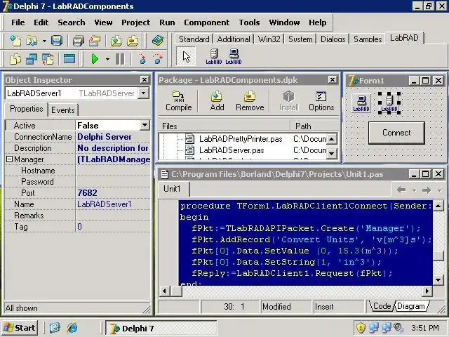 Download web tool or web app LabRAD for Delphi to run in Windows online over Linux online