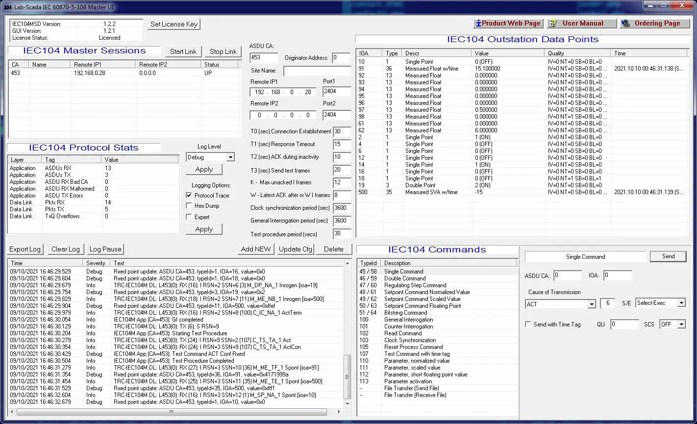 Baixe a ferramenta ou aplicativo da web LAB-SCADA IEC104 Master Simulator