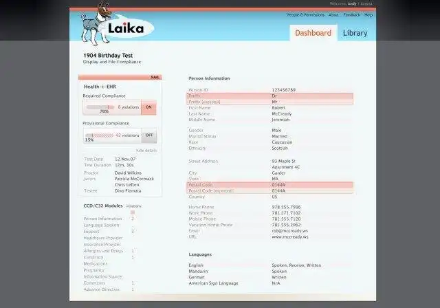 Télécharger l'outil Web ou l'application Web LAIKA : cadre de test EHR