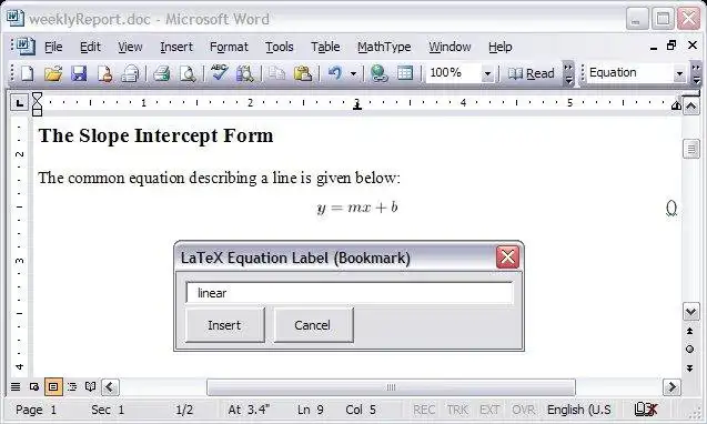 Download web tool or web app LaTeX in Word