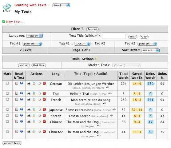 Download web tool or web app Learning with Texts (LWT)