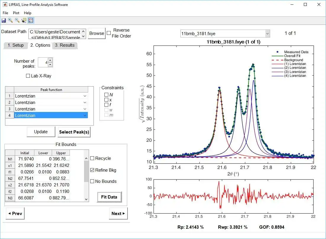 Download web tool or web app LIPRAS, Line-Profile Analysis Software to run in Windows online over Linux online