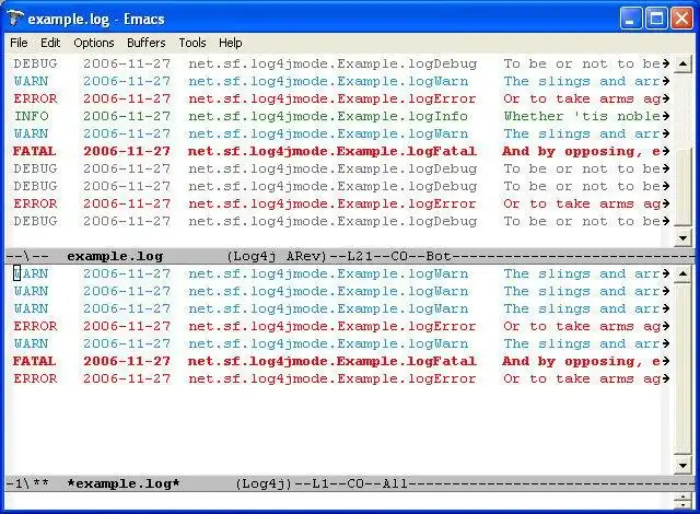 دانلود ابزار وب یا برنامه وب حالت Log4j - مشاهده فایل های گزارش در Emacs