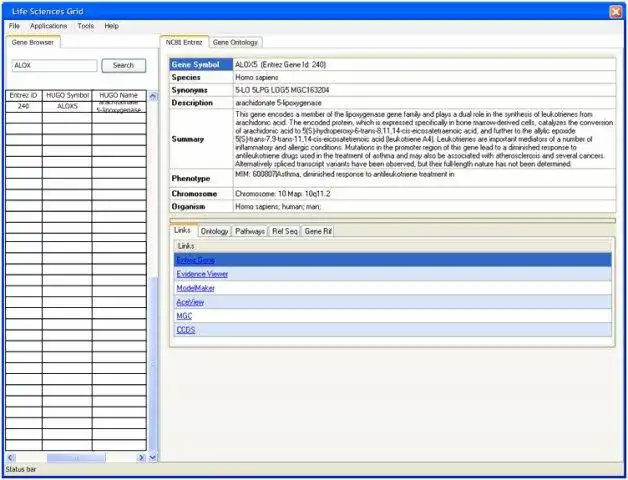 Download webtool of web-app LSG (Life Science Grid) om online in Windows online via Linux te draaien