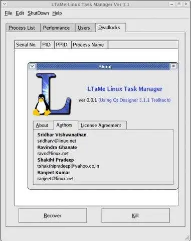 Download web tool or web app LTaMe, a GUI based Linux Task Manager