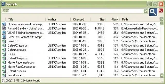 Download web tool or web app Lucene desktop index