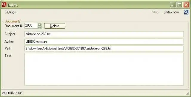 Download web tool or web app Lucene desktop index