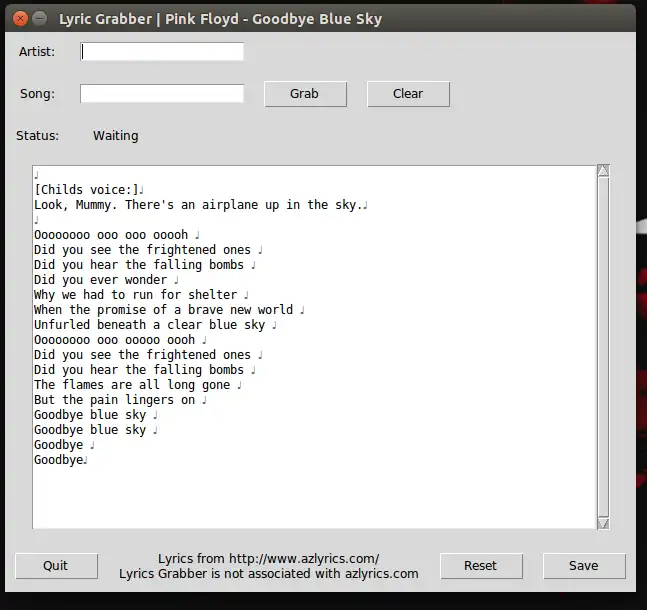 Download web tool or web app Lyric Grabber to run in Linux online