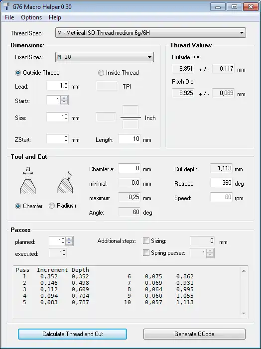 Download web tool or web app Mach3 Threading Helper