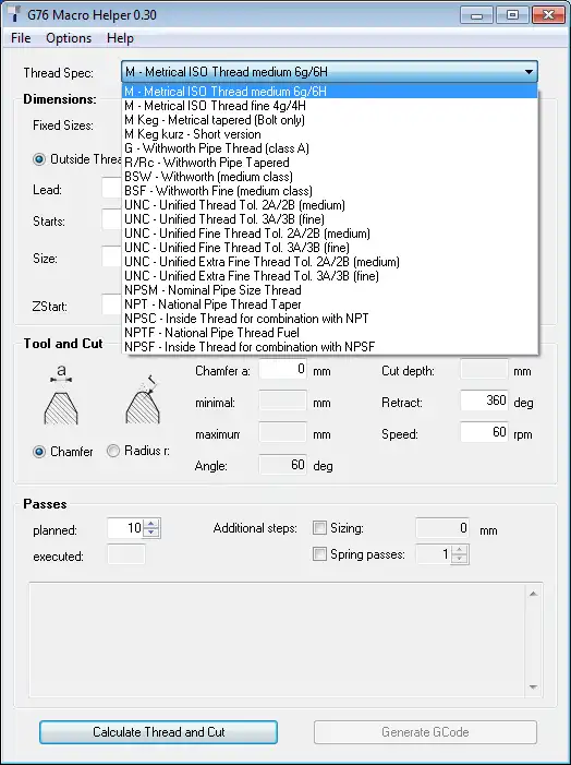 Download web tool or web app Mach3 Threading Helper