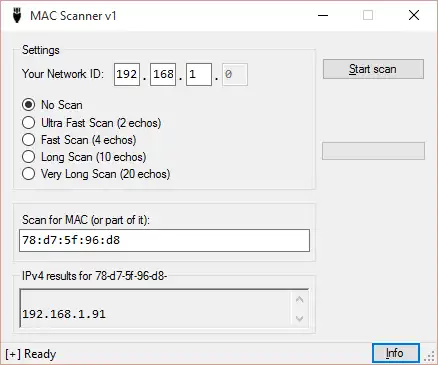 Download web tool or web app MAC Scanner